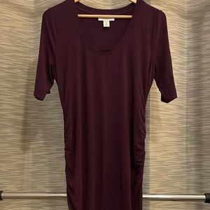 Deep purple mid-length maternity dress